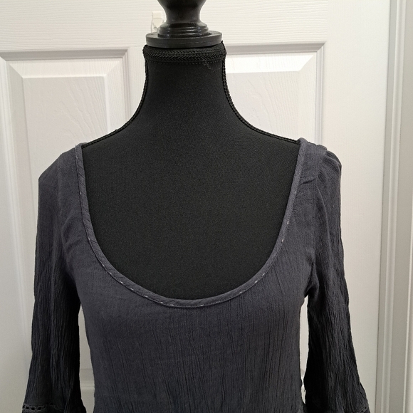 ❤️ American Eagle Outfitters Grey Dress Women's Small Crinkle 3/4 Sleeve - Picture 8 of 9
